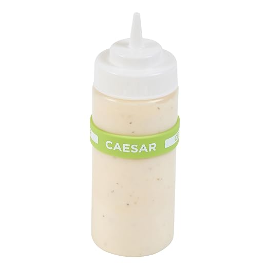 Restaurantware Silicone Squeeze Bottle Band 10 Count 2.75 Inch Dishwasher Safe Condiment Identification Band, Caesar Green Non-Slip Label Band for Condiment Labeling at Restaurants, Food Trucks