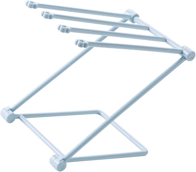 GOTOTOP Folding Towel Drying Rack with 4 Arms, Hanging Towel Holder for Kitchen Organization, Well Organized, Easy to Take (Light Blue)