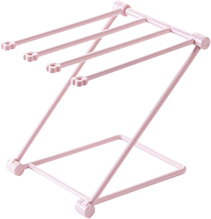 CHICIRIS Countertop Dishcloth Drying Rack Ventilated Folding Stand for Fast Drying Kitchen Towels Organizer for Home Use (Light Rosy)