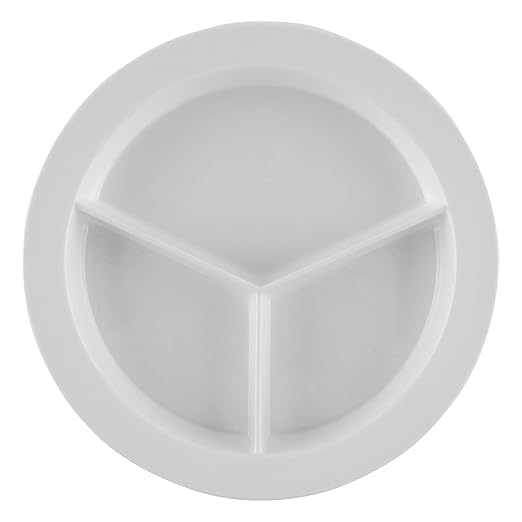 G.E.T. P-1530-W, Supermel Collection, White 9" 3-Compartment Melamine Plates (Pack of 12)