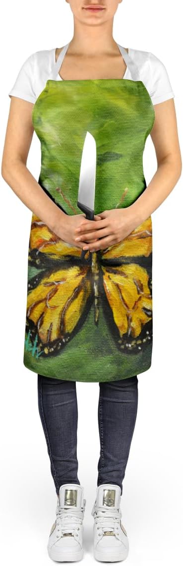 Caroline's Treasures Monarch Glover Fly Butterfly Apron Cooking Kitchen Server Baking Crafts Gardening for Adult Women Men, Unisex, Large, Multicolor