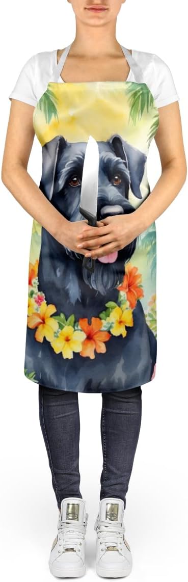 Caroline's Treasures Giant Schnauzer Luau Apron Cooking Kitchen Server Baking Crafts Gardening for Adult Women Men, Unisex, Large, Multicolor