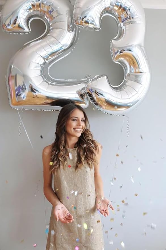 Silver Number 30 Balloons, Big 40 Inch Numbers Balloon for 30th Birthday party Decoration Wedding Anniversaries Event Supplies