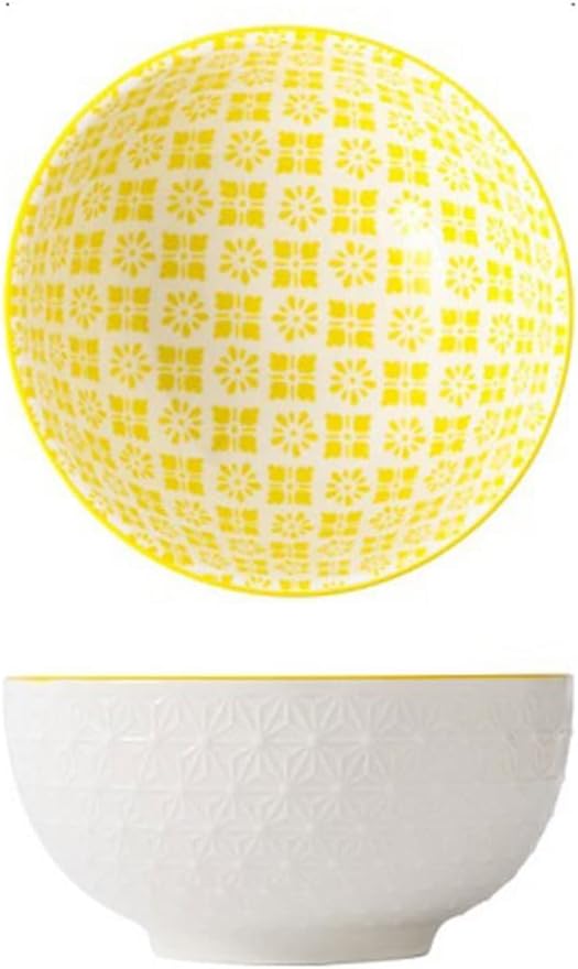 Bowls for Kitchen Household Rice Bowl Ceramic Tableware Minimalist Style Underglaze Relief Kitchenware Porridge Bowl Small (Color : K) (E)