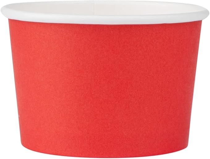 Coppetta 4 Ounce Dessert Cups, 200 Disposable Ice Cream Cups - Lids Sold Separately, Heavy-Duty, Red Paper Frozen Yogurt Bowls, For Hot And Cold Foods, Perfect For Gelato Or Mousse - Restaurantware