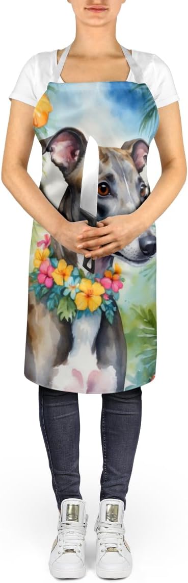 Caroline's Treasures Greyhound Luau Apron Cooking Kitchen Server Baking Crafts Gardening for Adult Women Men, Unisex, Large, Multicolor