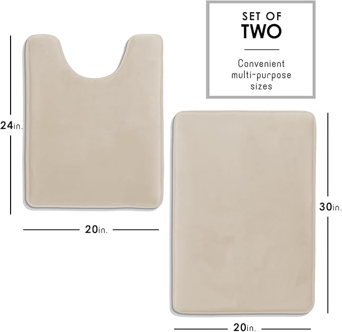 Clara Clark Bathroom Rugs, Velvet Memory Foam Bath Mat, Non-Slip Bath Rugs, Machine Wash, Dries Quickly, Ultra Soft Plush Bath Mats for Bathroom,
