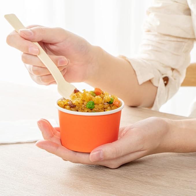 Coppetta 3-Ounce Dessert Cups, 200 Disposable Ice Cream Cups - Lids Sold Separately, Durable, Orange Paper Frozen Yogurt Bowls, For Hot And Cold Foods, Perfect For Gelato Or Mousse - Restaurantware