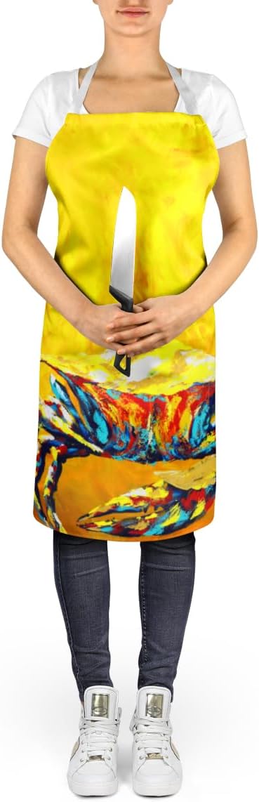 Caroline's Treasures Crab Called the Bigger Jigger Apron Cooking Kitchen Server Baking Crafts Gardening for Adult Women Men, Unisex, Large, Multicolor