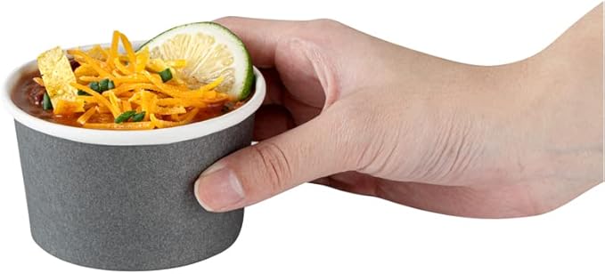 Coppetta 5-Ounce Dessert Cups, 50 Disposable Ice Cream Cups - Lids Sold Separately, Sturdy, Gray Paper Frozen Yogurt Bowls, For Hot And Cold Foods, Perfect For Gelato Or Mousse - Restaurantware