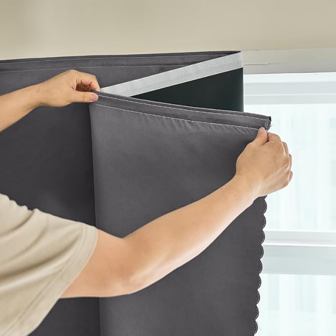 AJAZZ 100% Window Blinds Blackout Portable Blackout Curtains Adhesive Curtains for Living Room No Drilling (Dark Grey, 47" W x 72" L) 1 Panel
