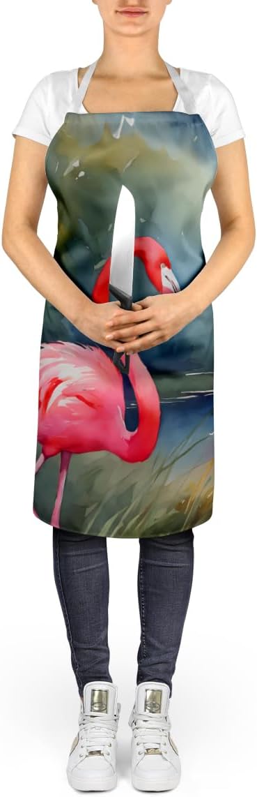 Caroline's Treasures Flamingo Apron Cooking Kitchen Server Baking Crafts Gardening for Adult Women Men, Unisex, Large, Multicolor