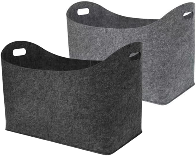 Felt Bags Firewood Basket with Handles Felt Log Storage Basket for Shopping Newspapers GreyDecor