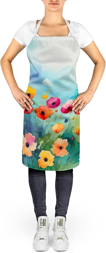 Caroline's Treasures Anemones in Watercolor Apron Cooking Kitchen Server Baking Crafts Gardening for Adult Women Men, Unisex, Large, Multicolor