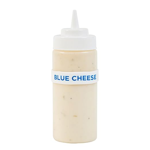 Restaurantware Silicone Squeeze Bottle Band 10 Count 2.75 Inch Dishwasher Safe Condiment Identification Band, Blue Cheese White Non-Slip Label Band for Condiment Labeling at Restaurants, Food Trucks