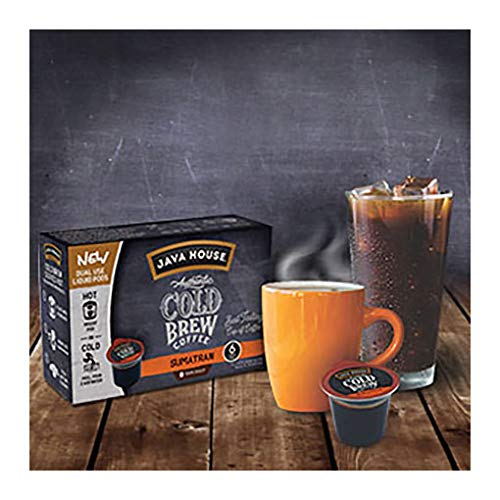 JAVA HOUSE Dark Roast Sumatran Cold Brew Capsules, 1.35 Fluid Ounces (6 Count) Peel and Pour, TSA Approved, Travel Friendly Cold Brew, Hot or Iced, Instant Coffee Concentrate