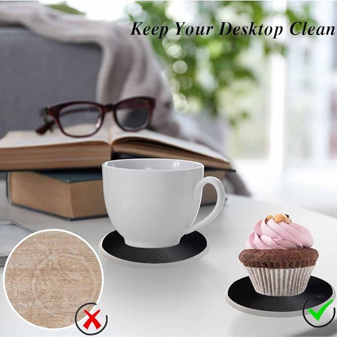 oFloral Vinyl Record Coasters for Drinks Music Disk Modern Classic Cups Place Mats for Home Decor Set of 2, 4 Inch