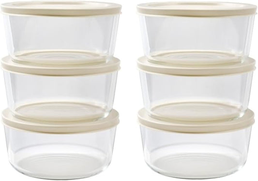 DURA LIVING 12-Piece Glass Food Storage Containers Set (6 Containers + 6 BPA-Free Lids) | 4-Cup, Leakproof | Microwave, Freezer, Oven & Dishwasher Safe | Ideal for Meal Prep & Pantry Organization