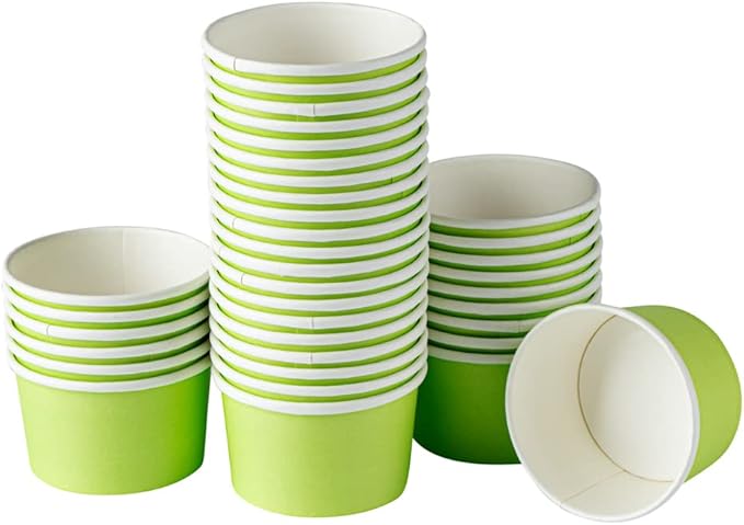 Restaurantware-Coppetta 5-Ounce Dessert Cups, 200 Disposable Ice Cream Cups - Lids Sold Separately, Sturdy, Light Green Paper Frozen Yogurt Bowls, For Hot And Cold Foods, Perfect For Gelato Or Mousse