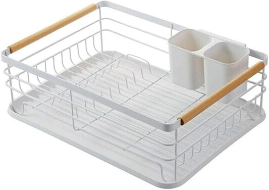 Kitchen Dish Drainer Cutlery Holder Plates Bowls Utensils Rack Drip Tray Sink