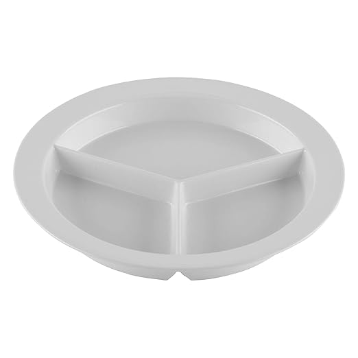 G.E.T. P-1530-W, Supermel Collection, White 9" 3-Compartment Melamine Plates (Pack of 12)