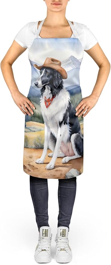 Caroline's Treasures Borzoi Cowboy Welcome Apron Cooking Kitchen Server Baking Crafts Gardening for Adult Women Men, Unisex, Large, Multicolor