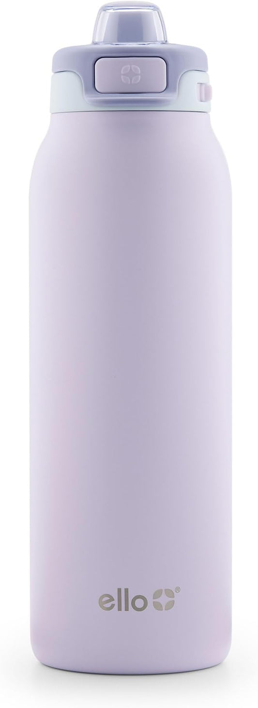 Ello Pop & Fill 32oz Stainless Steel Water Bottle with Quick Fill Technology, Double Walled and Vacuum Insulated Metal, Leak Proof Locking Lid, Sip and Chug, Reusable, BPA Free, Aurora