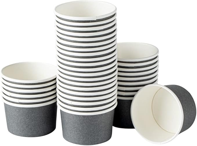 Coppetta 3 Ounce Paper Cups, 50 Durable To Go Cups - Lids Sold Separately, Disposable, Gray Paper Dessert Cups, Freezable, For Cafes And Restaurants - Restaurantware