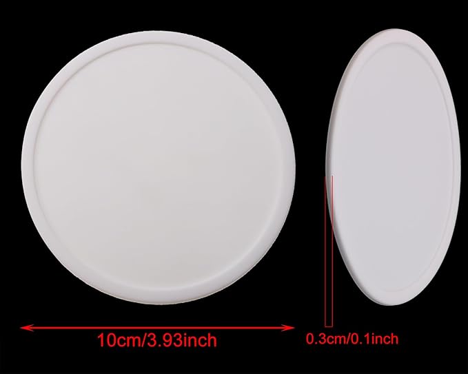ONLYKXY 3 Pieces 3.93 Inch Silicone Coasters, Round Coasters for Drinks, Beverage Coffee Tea Coaster (White)