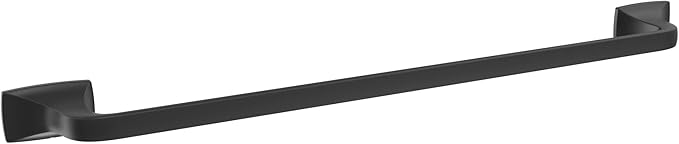 Amerock BH36014MB | Matte Black Towel Bar | 24 in (610 mm) Towel Rack | Highland Ridge | Bathroom Towel Holder | Bathroom Hardware | Bath Accessories
