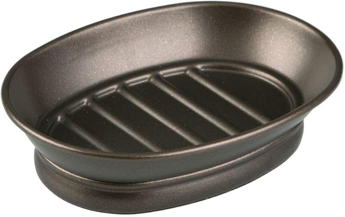 iDesign York Countertop Bar Soap Dish, Metal Soap Holder for Bathroom, Shower, Vanity, 3.87" x 5.5" x 1.4", Bronze (Pack of 12)