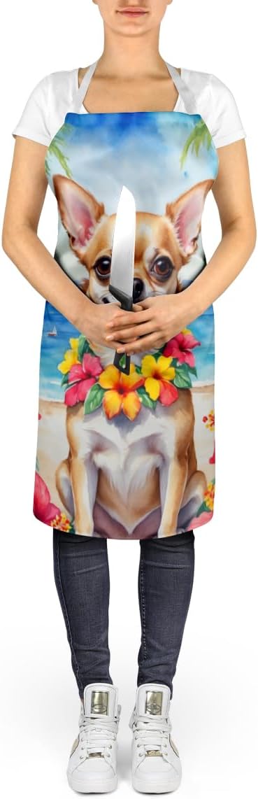 Caroline's Treasures Chihuahua Luau Apron Cooking Kitchen Server Baking Crafts Gardening for Adult Women Men, Unisex, Large, Multicolor