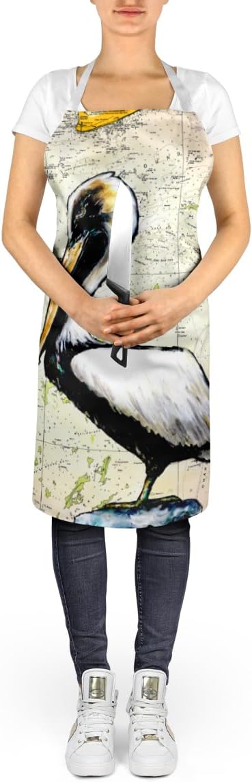Caroline's Treasures Pelican on Map Apron Cooking Kitchen Server Baking Crafts Gardening for Adult Women Men, Unisex, Large, Multicolor