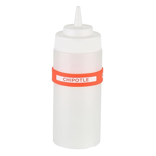Restaurantware Silicone Squeeze Bottle Band 10 Count 2.75 Inch Dishwasher Safe Condiment Identification Band, Chipotle Red Non-Slip Label Band for Condiment Labeling at Restaurants, Food Trucks