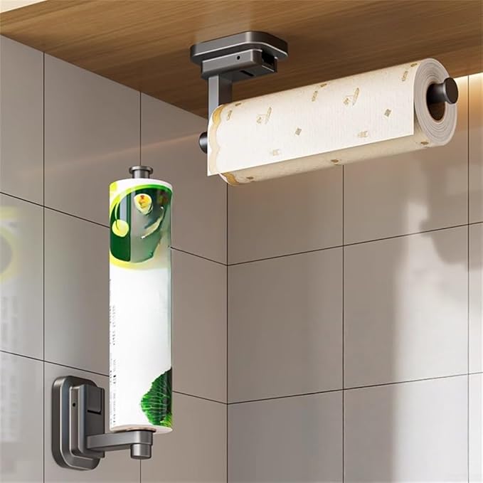 Strong Suction Cup Paper Towel Holder for Kitchen, Bathroom, or RV Wall Mount, Space Saving Tissue Roll Dispenser for Various Surfaces (2 Pcs)