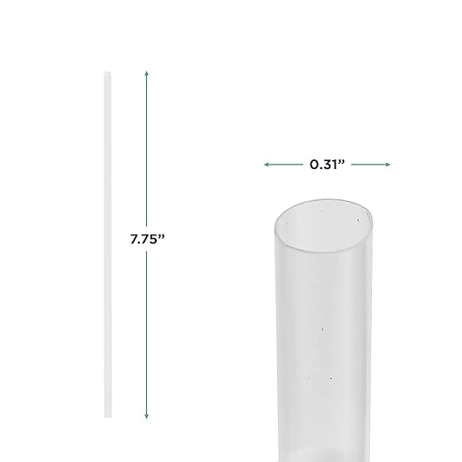 Eco-Products Compostable Paper Wrapped Plastic Straws, 7.75" Long, 8mm Diameter, Box of 300, Clear Disposable Plant Based PLA Plastic, Standard Sized Drinking Straws, ASTM Compliant, BPI-Certified