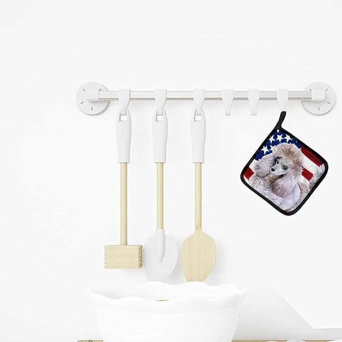 Caroline's Treasures BB9665PTHD Poodle Patriotic Pair of Pot Holders Kitchen Heat Resistant Pot Holders Sets Oven Hot Pads for Cooking Baking BBQ, 7 1/2 x 7 1/2