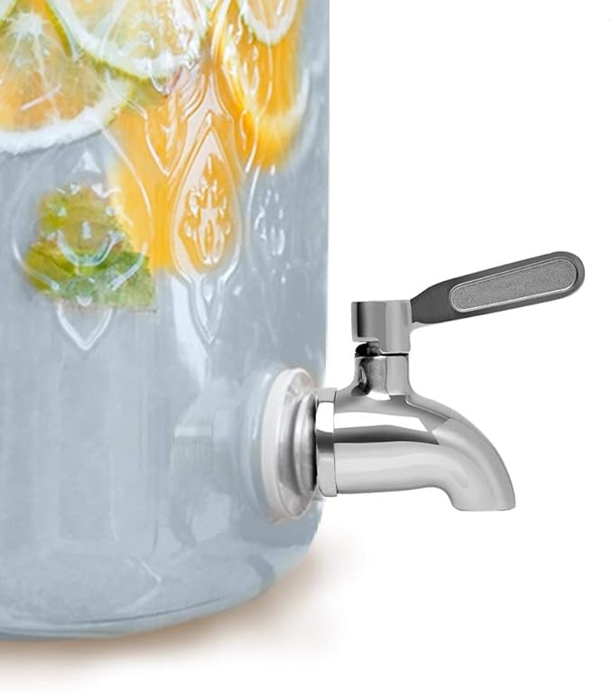 Vila Replacement Spigot for Beverage & Water Dispenser, Stainless Steel No-Rust Spout Faucet, Excellent Continuous Flow, Sturdy Alternative for Flimsy Plastic Taps, Fits Most Water Jugs, Mason Jars
