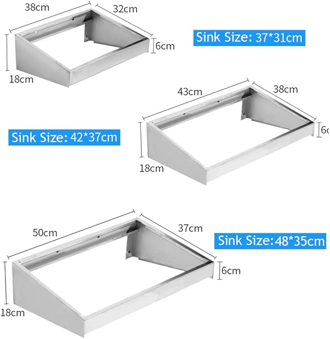 Stainless Steel Wall Mount Hand Sink - Commercial Hand Washing Basin for Restaurant, Kitchen and Home - with Bracket (Color : KIT-A, Size : 42x37cm) (Kitb 48x35cm)