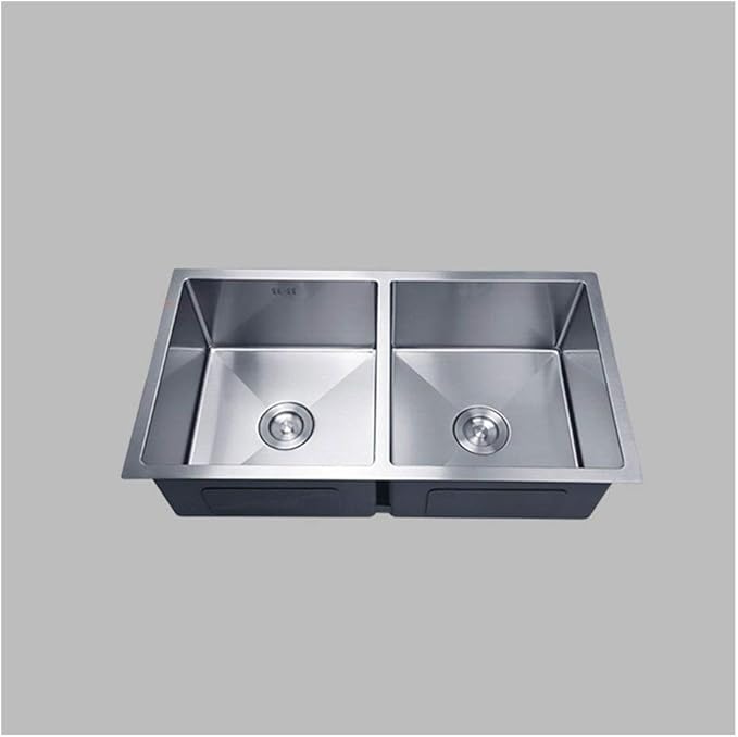 Kitchen Sink Fixtures 690 * 380 Mm 2 Bowl Sink 50/50 Stainless Steel Basin Built-in Sink Under Sink W/Drain Strainer Kit,