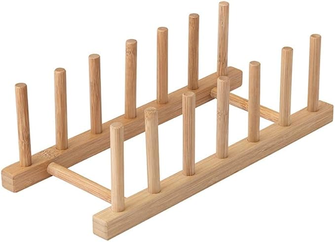 2pcs Wood Dish Racks Kitchen Countertop Plate Drainers Kitchen Supplies
