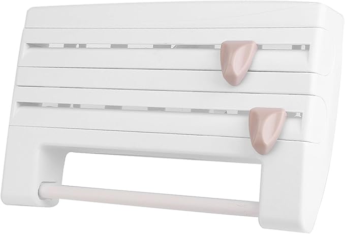 Kitchen Tool Cling Film Cut Wall Mount Storage Rack, Elegant and Convenient Paper Towel Holder for Modern Kitchen, Suitable for Foil Film Storage (White)