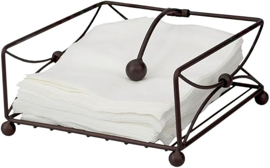 Home Basics Arbor Collection Steel Flat Rustic Napkin Holder with Weighted Pivoting Arm, Storage Dispenser for Kitchen Countertop, Indoor/Outdoor & Dinning Table