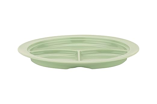 G.E.T. Heavy-Duty 3 Compartment Plastic Divided Compartment Plates, Deep Sided, 10", Green (Set of 4)