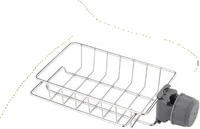 Adjustable Sink Faucet Shelf, Stainless Steel Over Faucet Drain Rack for Sponge Soap and Towel, Rotatable Kitchen Bathroom Organizer with Hooks(A)