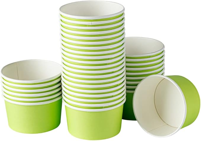 Restaurantware-Coppetta 8-Ounce Dessert Cups, 200 Disposable Ice Cream Cups - Lids Sold Separately, Sturdy, Light Green Paper Frozen Yogurt Bowls, For Hot And Cold Foods, Perfect For Gelato Or Mousse