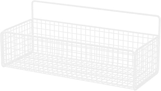 Hanging Kitchen Baskets, Metal Wire Storage Bin Rack Adhesive Wire Wall Storage Basket, No Drilling Hanging Fruit Baskets, Bathroom Shower Spice Shelf for Kitchen Bathroom(White)