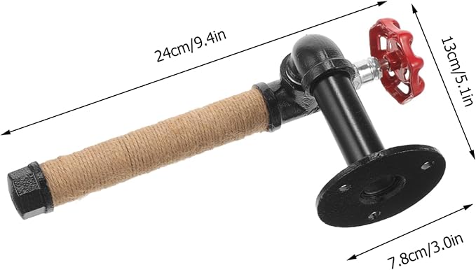 Tofficu Industrial Wall Mount Paper Towel Holder Vintage Iron Pipe Design Multi-Purpose Towel Hanger for Kitchen and Bathroom Sturdy Stainless Steel Easy Installation