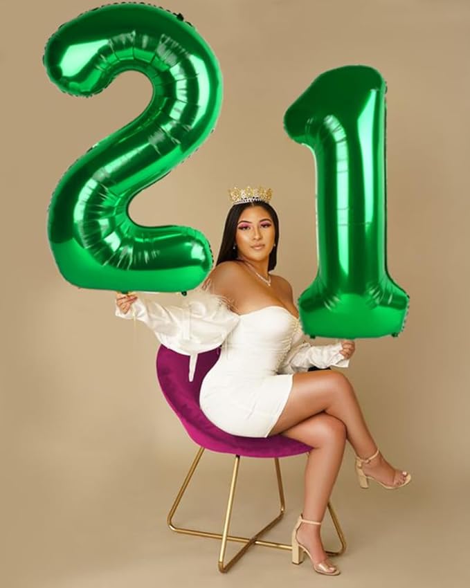 21 Number Balloons, 12 Balloons, 12th Dark Green Party Decorations 40 In Big 21st for Girl Boys Engagement, Wedding, Celebration Party, Graduations, Photo Shoot