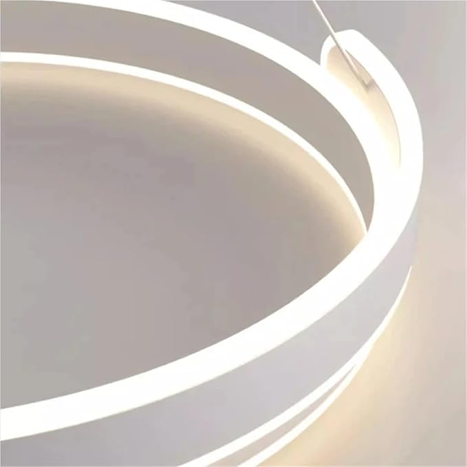 Nordic Double Layer C Aluminium Led Pendant Light for Table Dining Room Bedroom Office Decor Hanging Light Fixture,Full of Fashion(White D50cm)